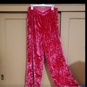 Anthropologie Fuchsia Velvet Wide Leg Pants